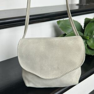 Genuine Italian leather Rome Italy clean off-white Swede Crossbody purse handbag